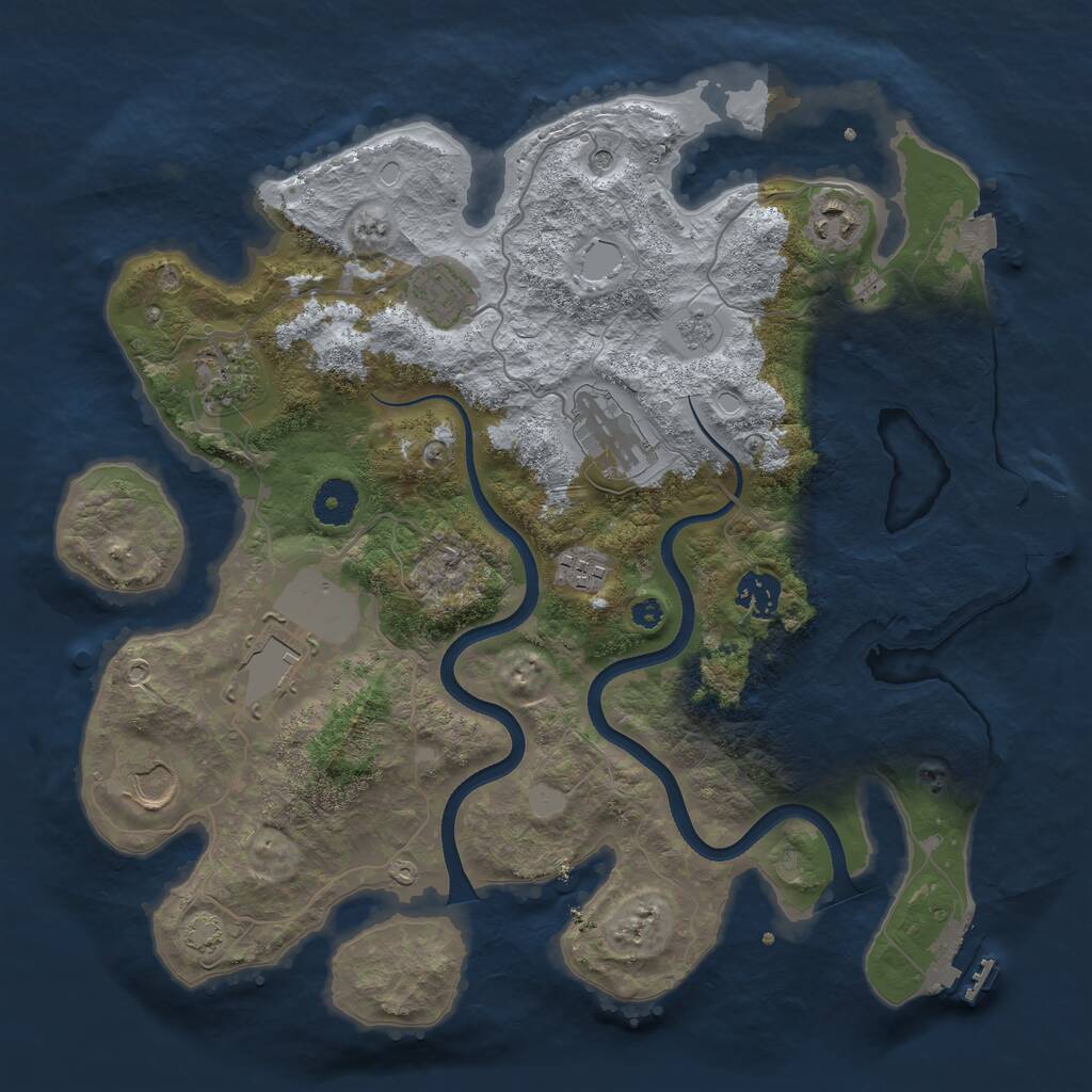 Rust Map: Procedural Map, Size: 3600, Seed: 45783020, 14 Monuments