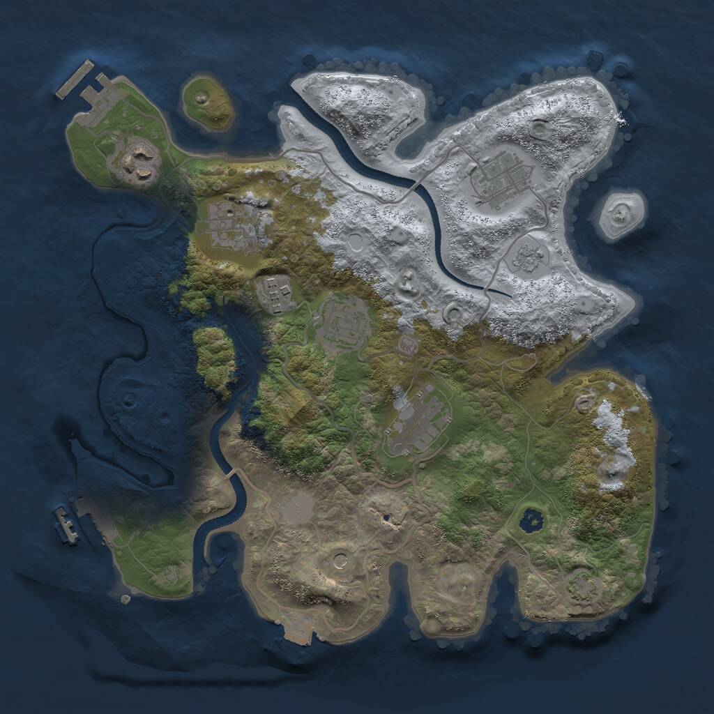 Rust Map: Procedural Map, Size: 3000, Seed: 346037065, 12 Monuments