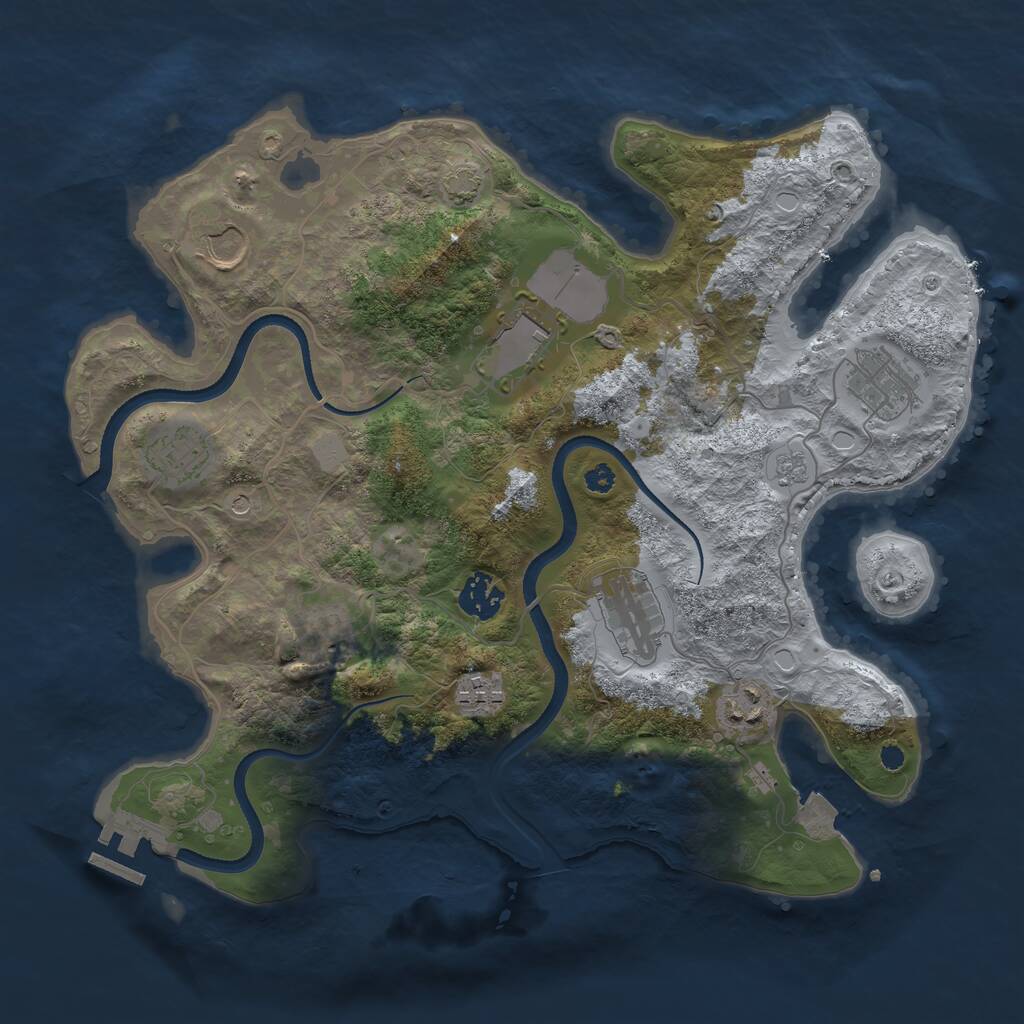 Rust Map: Procedural Map, Size: 3500, Seed: 504831280, 14 Monuments