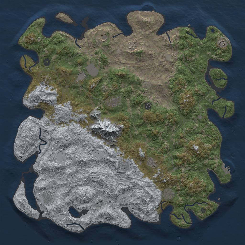 Rust Map: Procedural Map, Size: 5000, Seed: 999995, 20 Monuments
