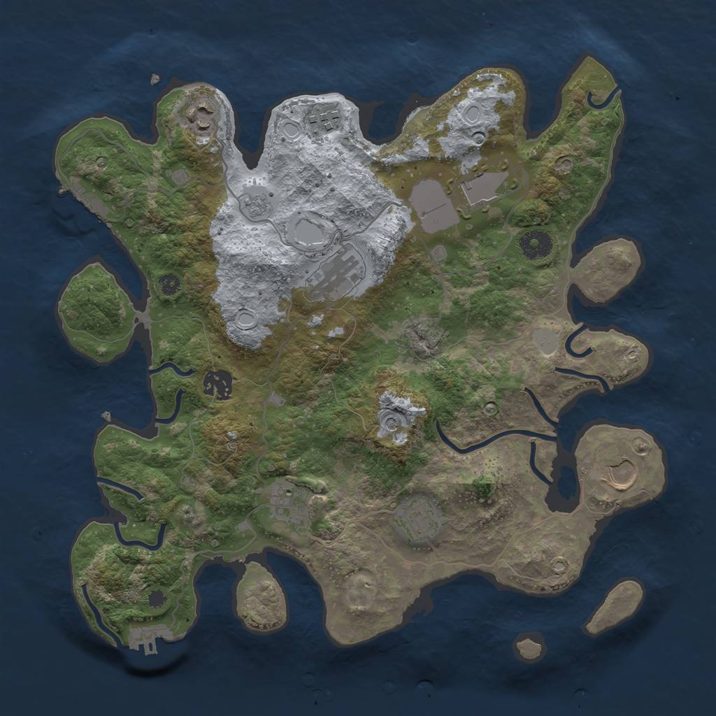 Rust Map: Procedural Map, Size: 3500, Seed: 11850160, 17 Monuments