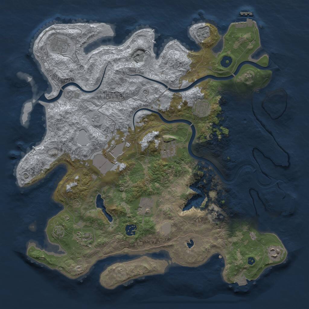 Rust Map: Procedural Map, Size: 4000, Seed: 310055, 15 Monuments