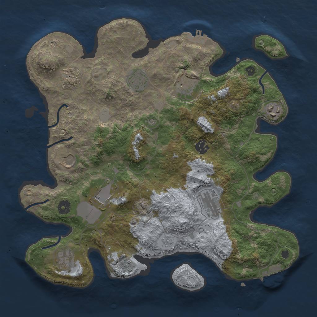 Rust Map: Procedural Map, Size: 3500, Seed: 1389031110, 19 Monuments