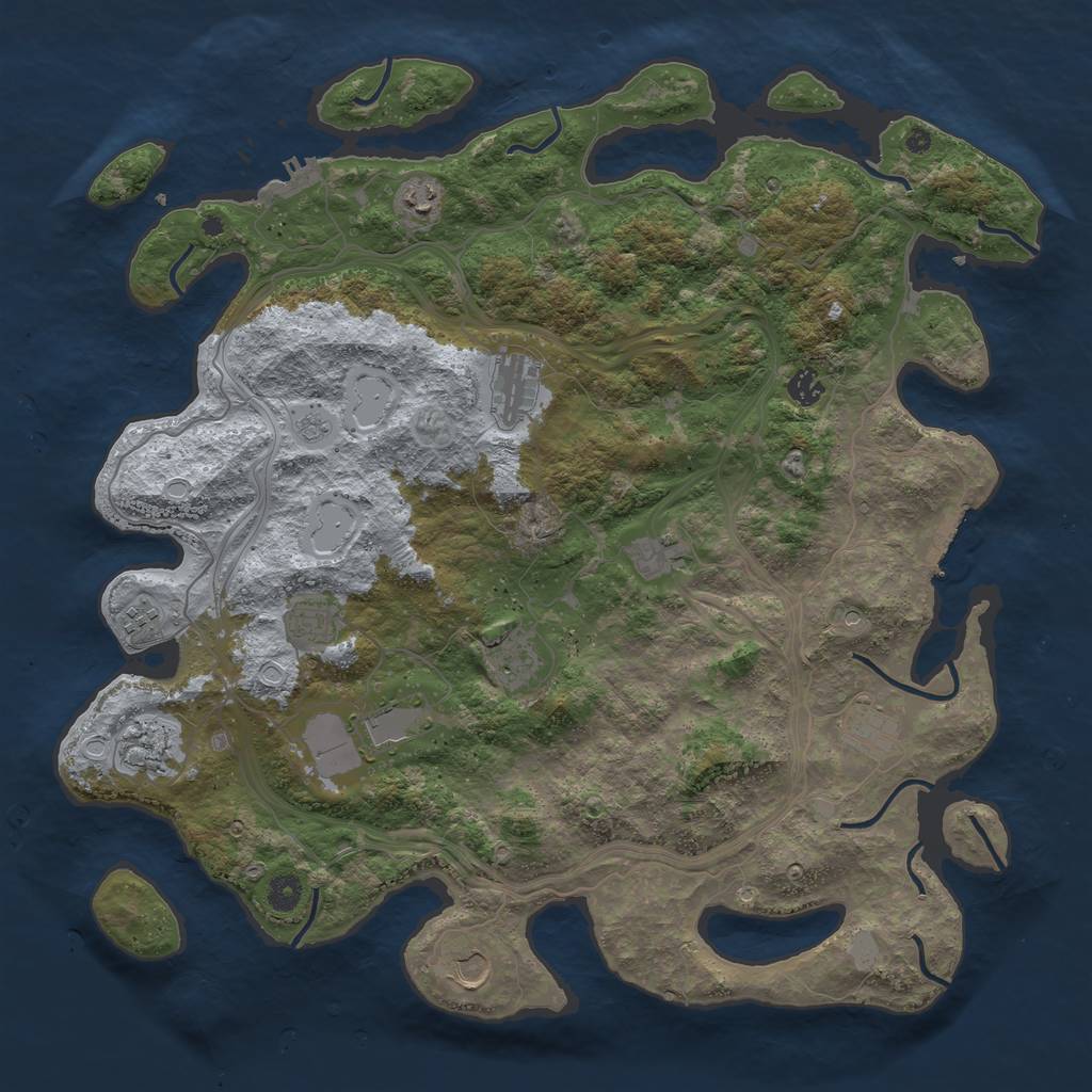 Rust Map: Procedural Map, Size: 4500, Seed: 1017642159, 20 Monuments