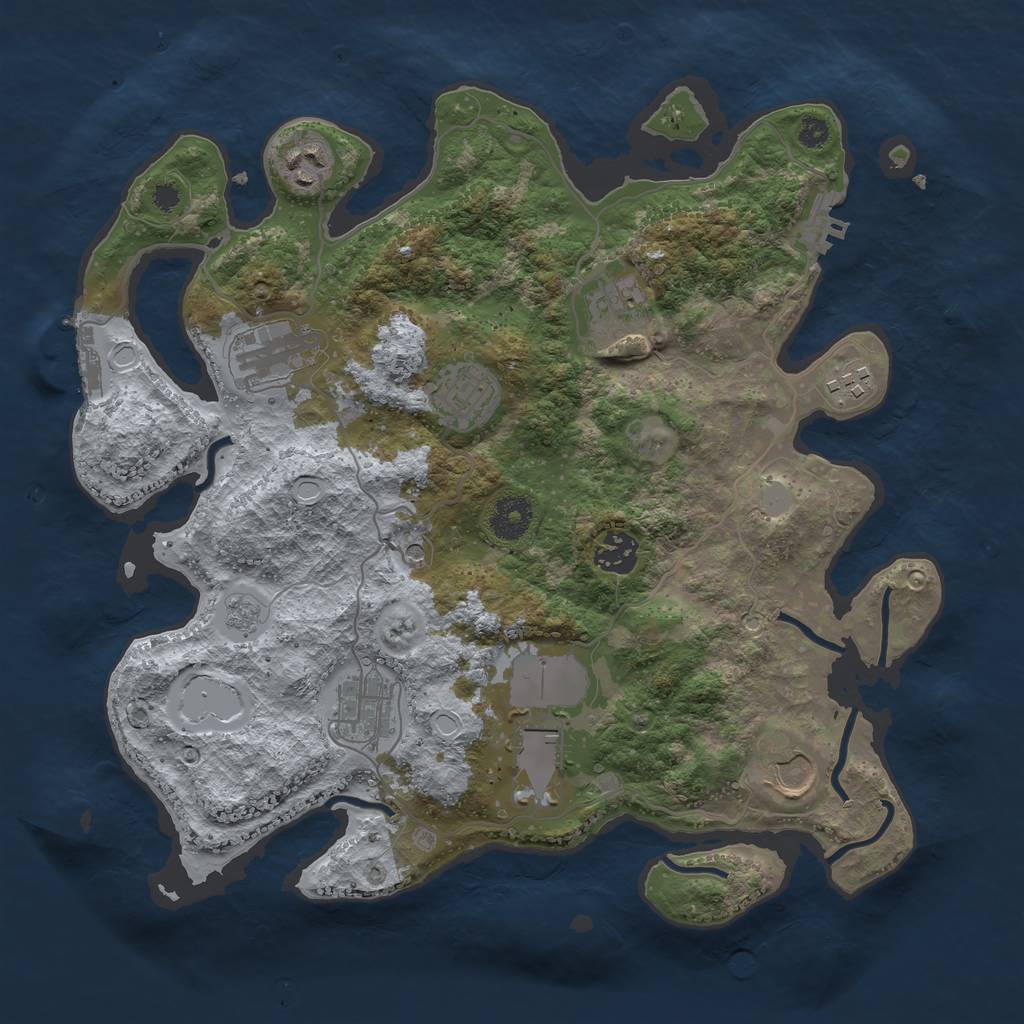 Rust Map: Procedural Map, Size: 3500, Seed: 77849264, 18 Monuments