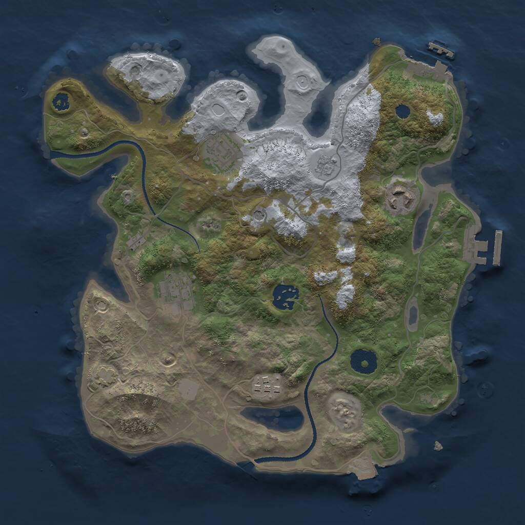 Rust Map: Procedural Map, Size: 3000, Seed: 74891, 11 Monuments