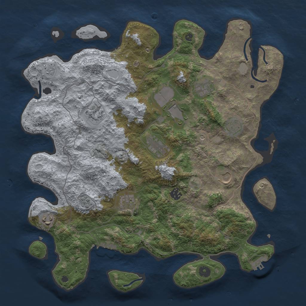 Rust Map: Procedural Map, Size: 4000, Seed: 123005433, 19 Monuments