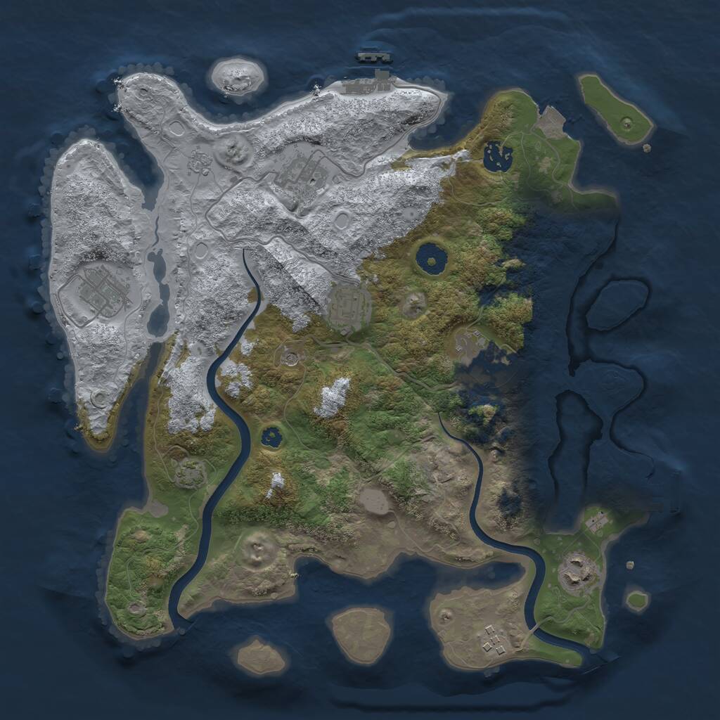 Rust Map: Procedural Map, Size: 3500, Seed: 97146301, 13 Monuments