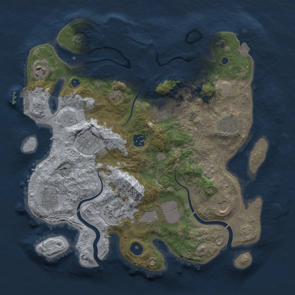 Rust Map: Procedural Map, Size: 3500, Seed: 55935812, 16 Monuments