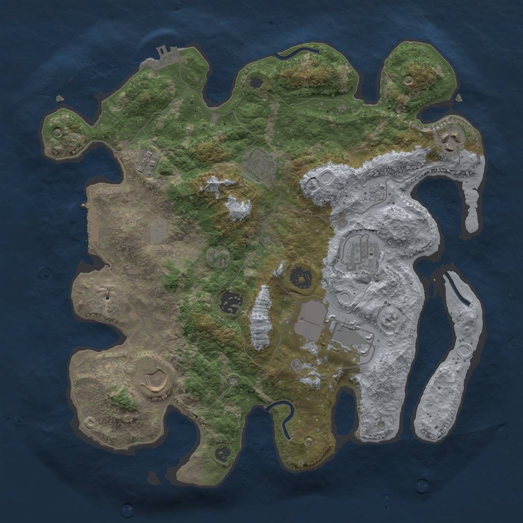 Rust Map: Procedural Map, Size: 3500, Seed: 4851105, 15 Monuments