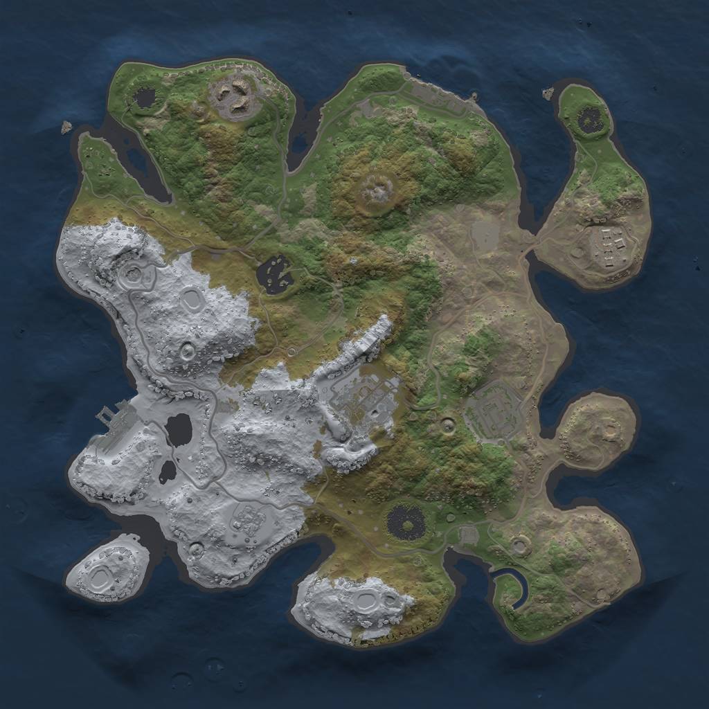 Rust Map: Procedural Map, Size: 2850, Seed: 1077759372, 12 Monuments
