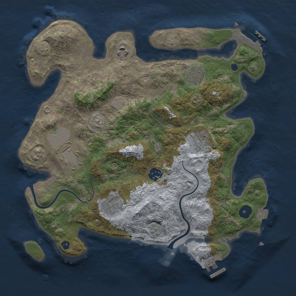 Rust Map: Procedural Map, Size: 3500, Seed: 45767208, 12 Monuments