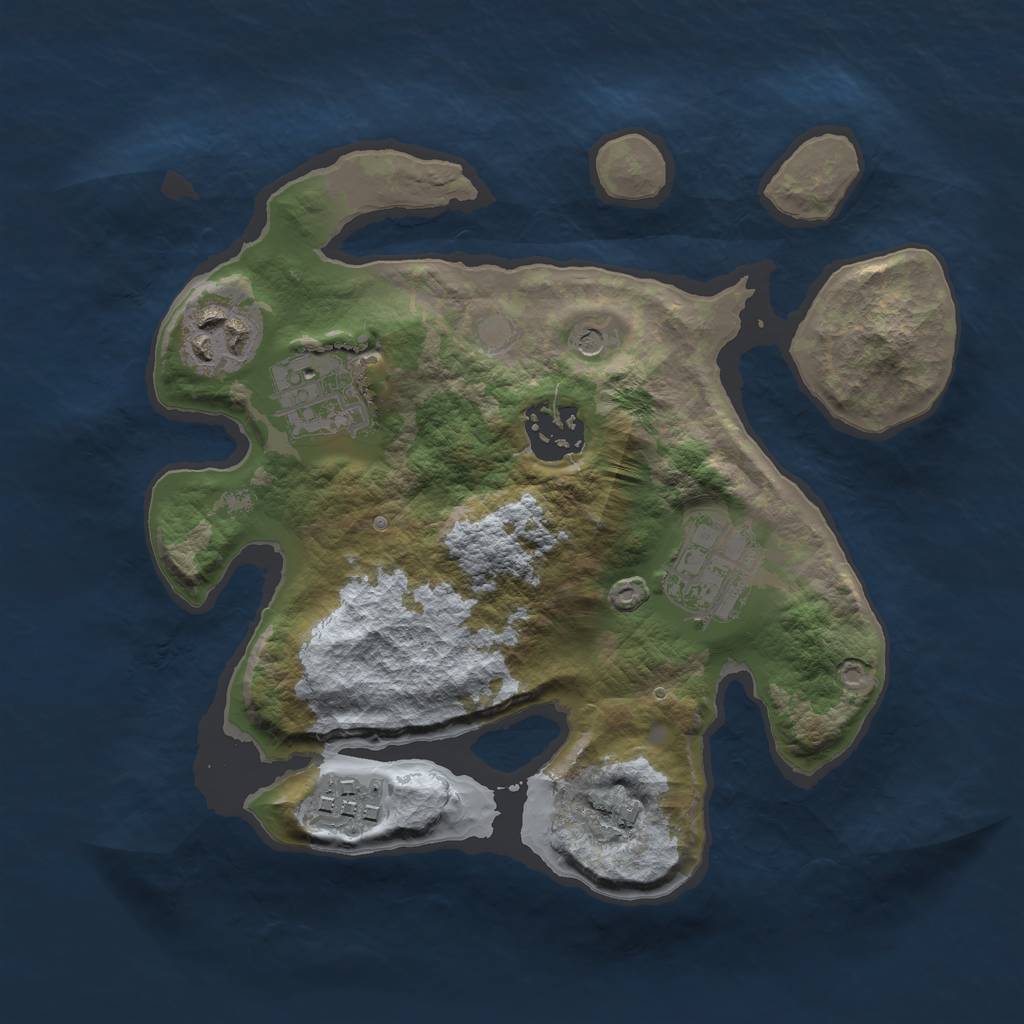 Rust Map: Barren, Size: 2500, Seed: 38590, 8 Monuments