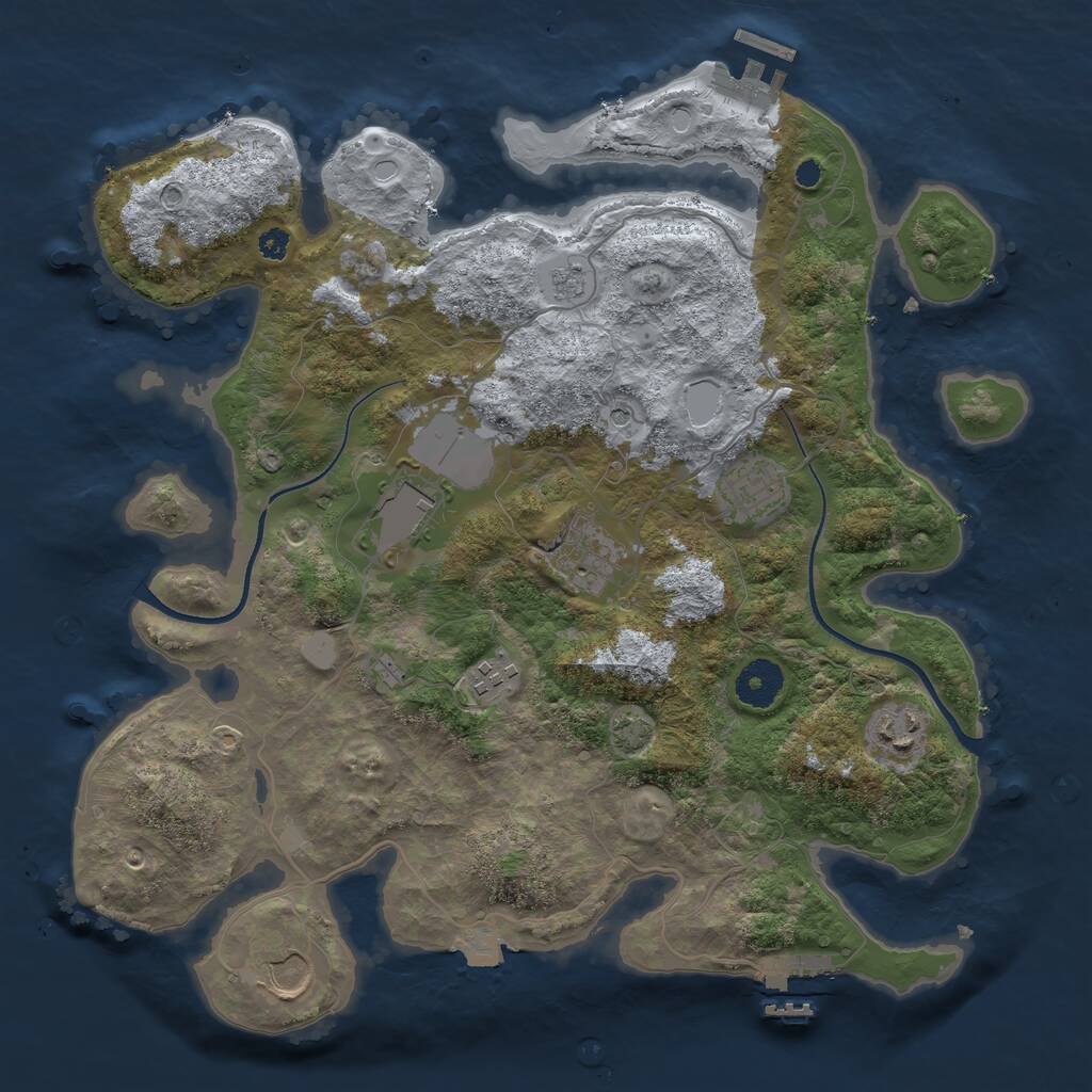 Rust Map: Procedural Map, Size: 3500, Seed: 28499586, 12 Monuments