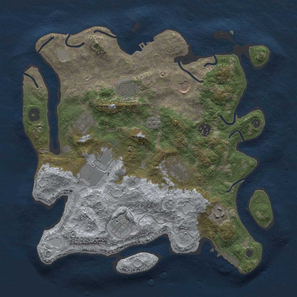 Rust Map: Procedural Map, Size: 3500, Seed: 37967511, 18 Monuments