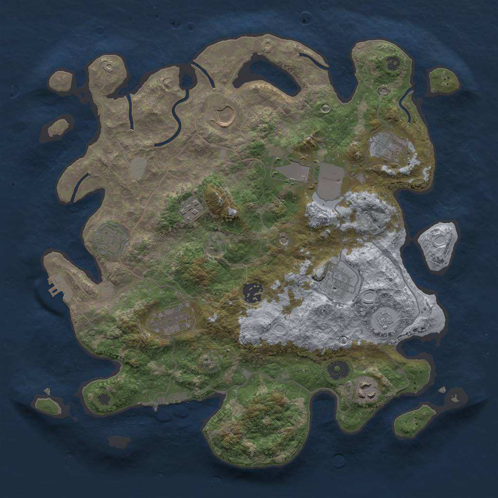 Rust Map: Procedural Map, Size: 3600, Seed: 3303550, 16 Monuments