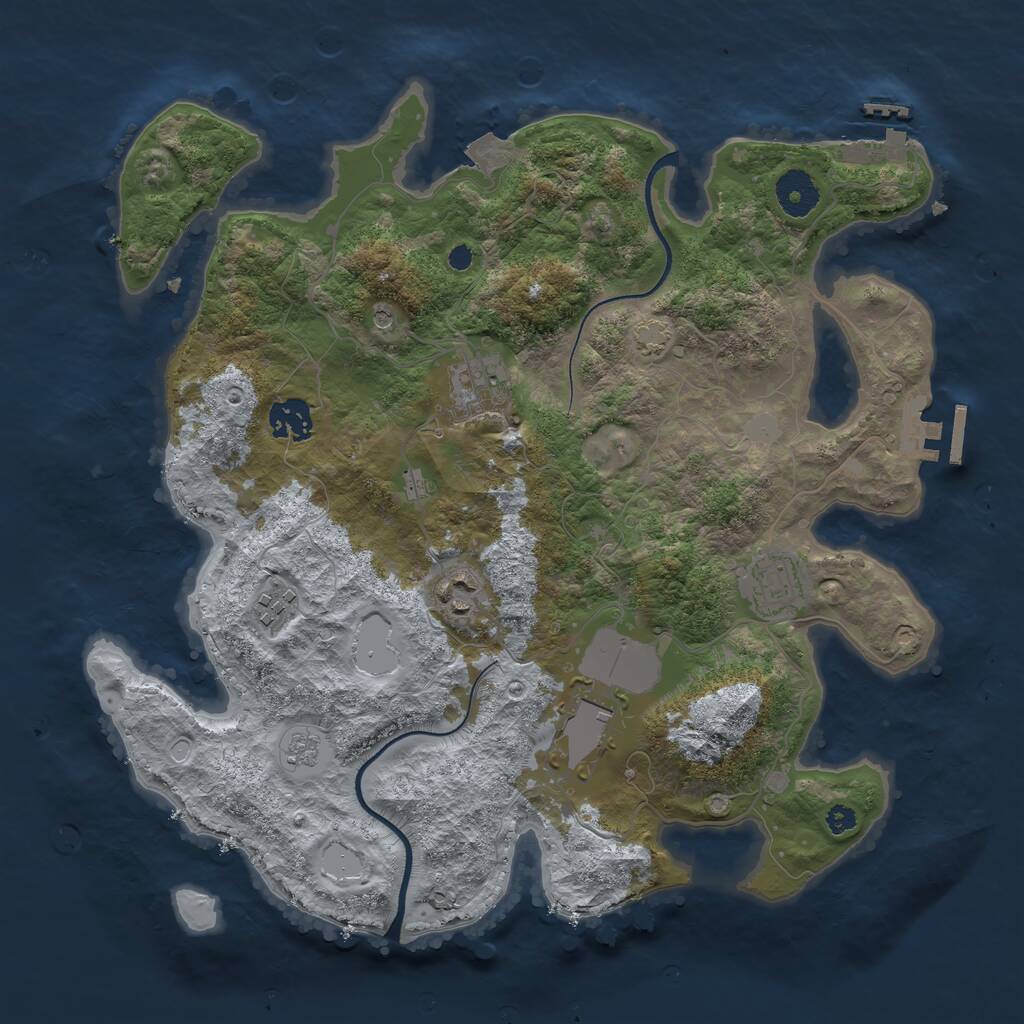 Rust Map: Procedural Map, Size: 3500, Seed: 69529617, 12 Monuments