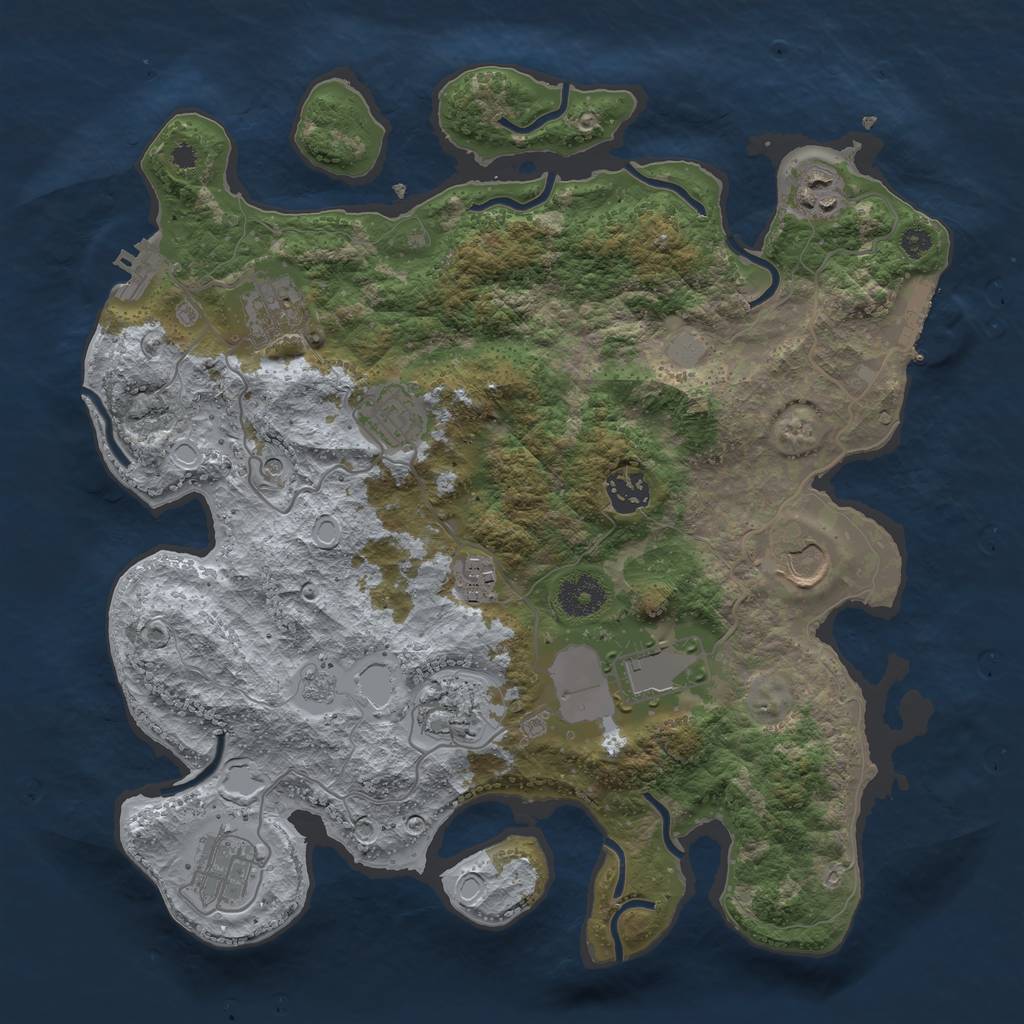 Rust Map: Procedural Map, Size: 3500, Seed: 20363435, 18 Monuments