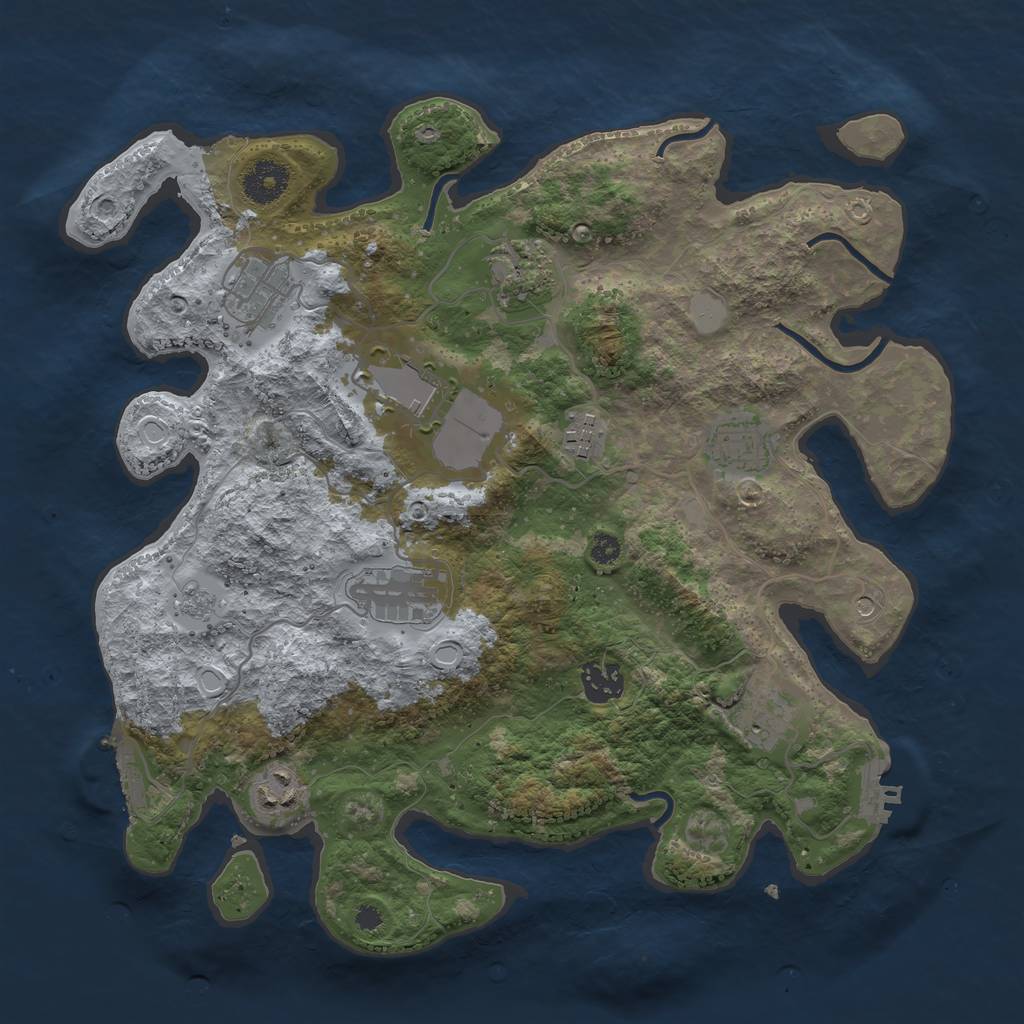 Rust Map: Procedural Map, Size: 3500, Seed: 44454403, 18 Monuments