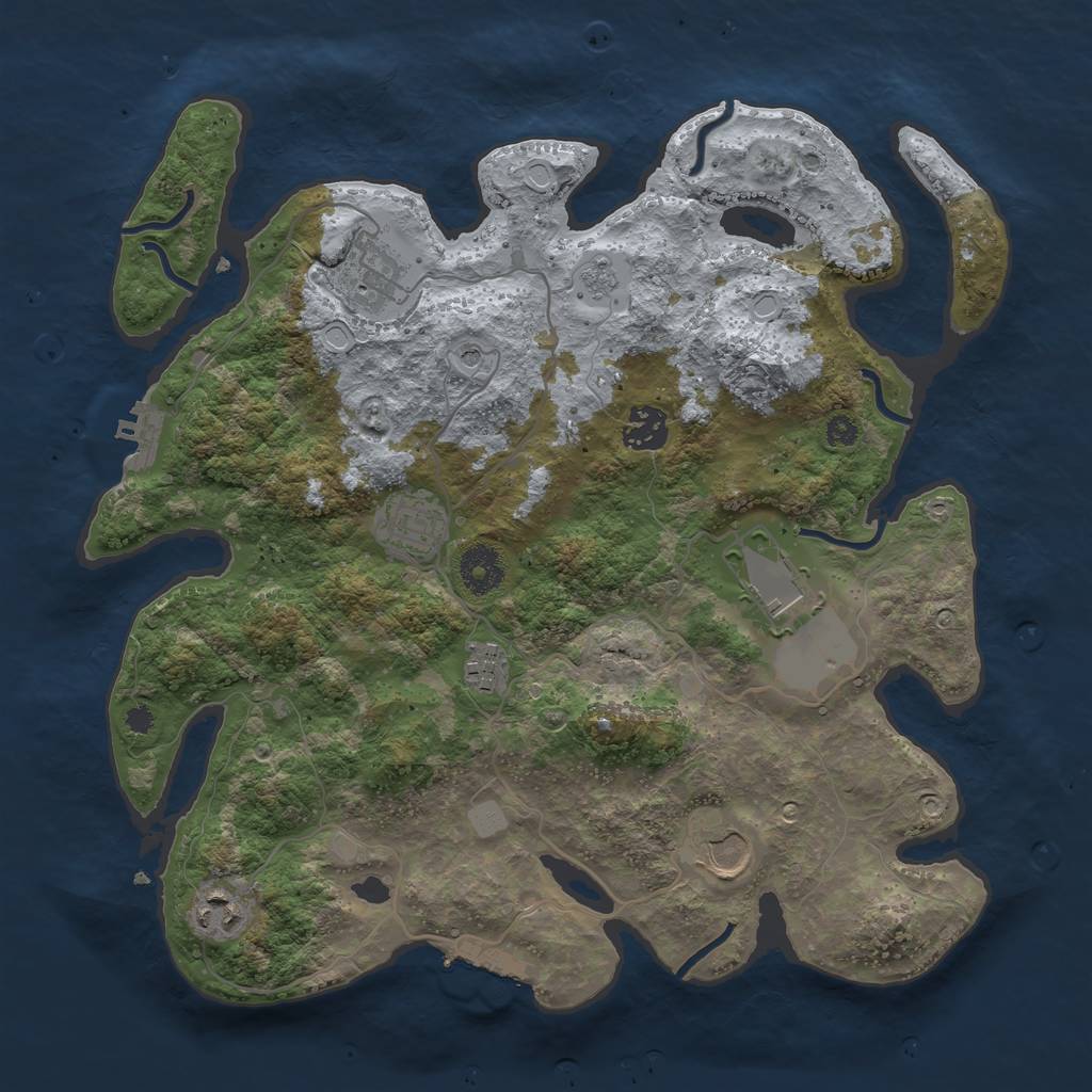 Rust Map: Procedural Map, Size: 3500, Seed: 9108697, 14 Monuments