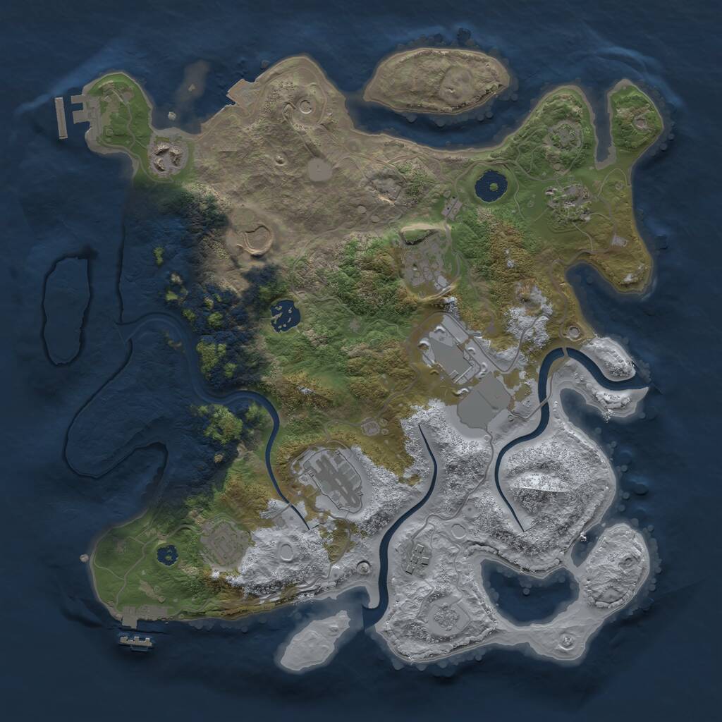 Rust Map: Procedural Map, Size: 3500, Seed: 89186561, 15 Monuments
