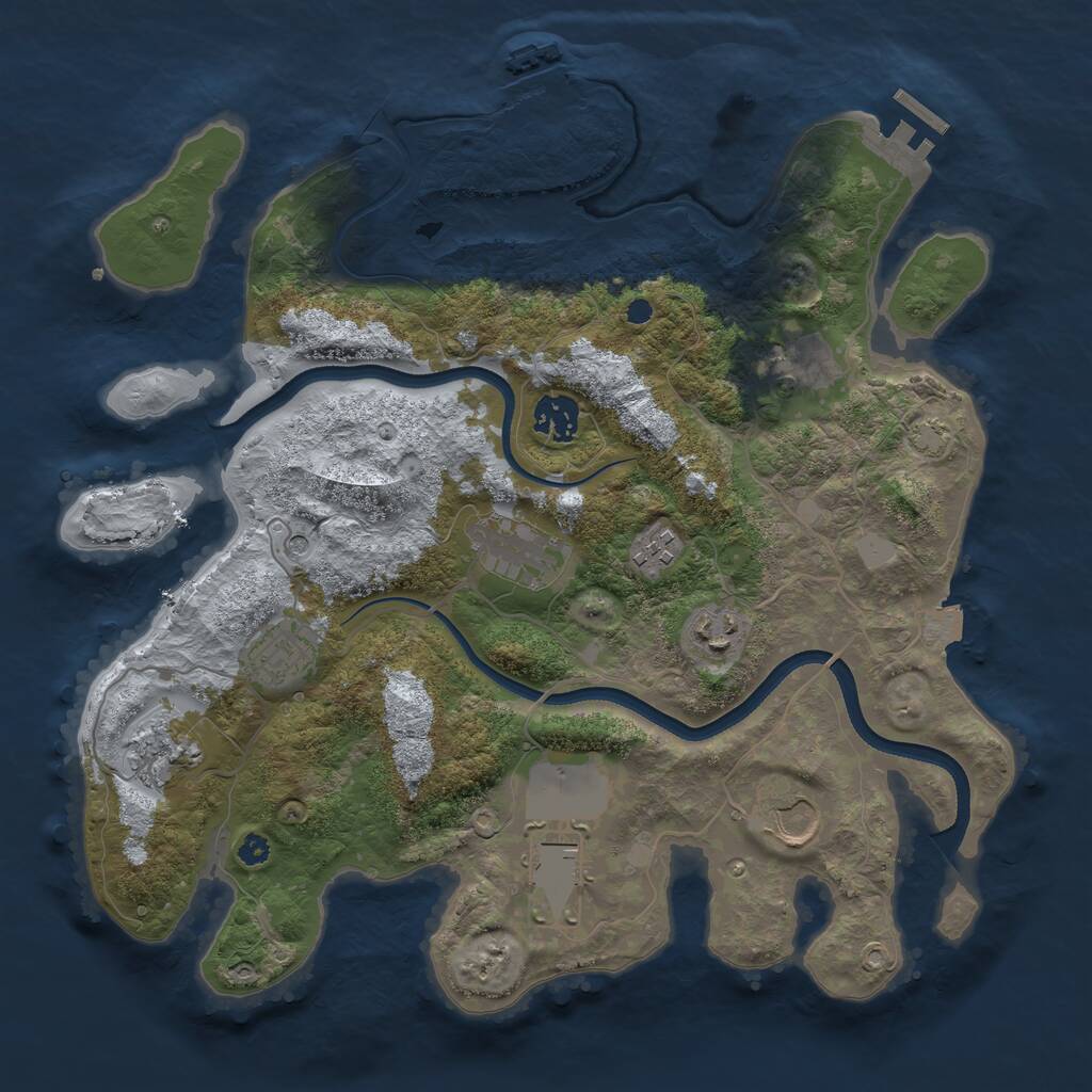 Rust Map: Procedural Map, Size: 3500, Seed: 58880598, 14 Monuments