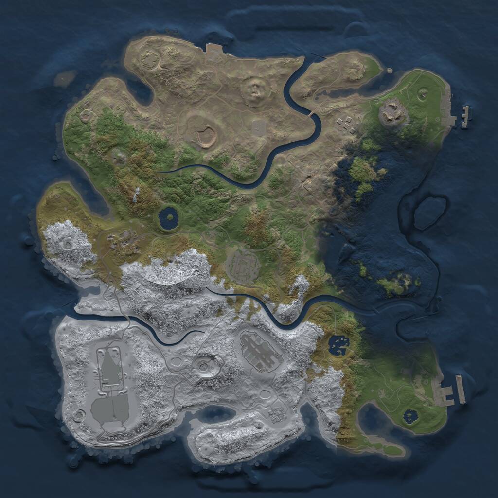 Rust Map: Procedural Map, Size: 3500, Seed: 34793312, 15 Monuments