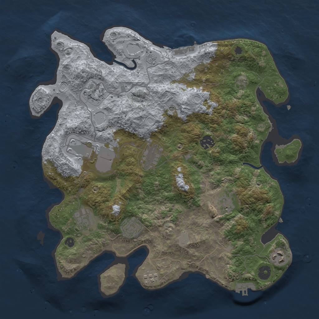 Rust Map: Procedural Map, Size: 3500, Seed: 90341570, 18 Monuments
