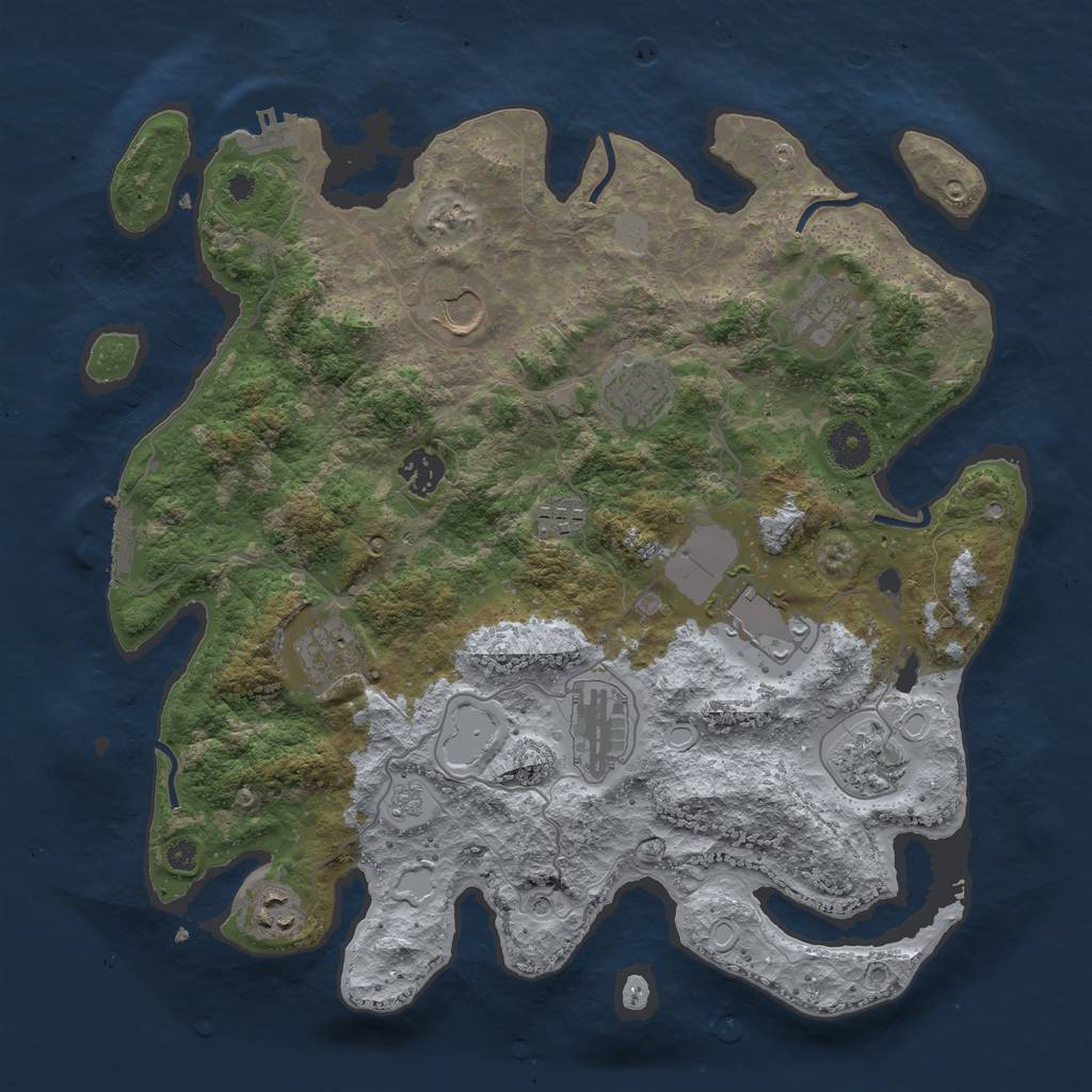Rust Map: Procedural Map, Size: 3700, Seed: 30467066, 19 Monuments