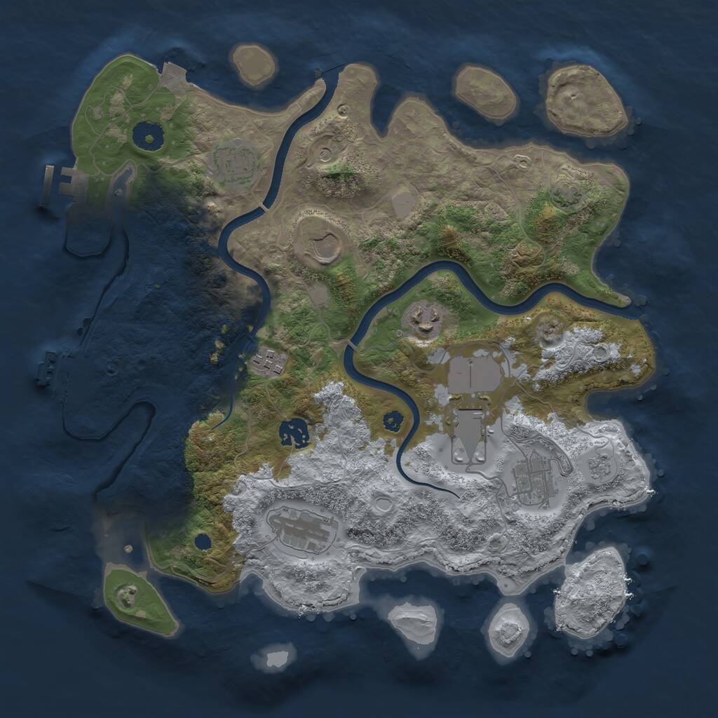 Rust Map: Procedural Map, Size: 3500, Seed: 95421991, 14 Monuments