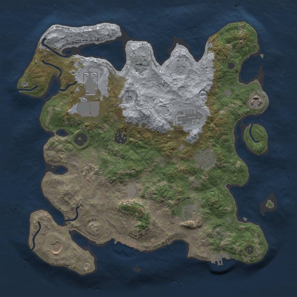Rust Map: Procedural Map, Size: 3500, Seed: 27395095, 17 Monuments
