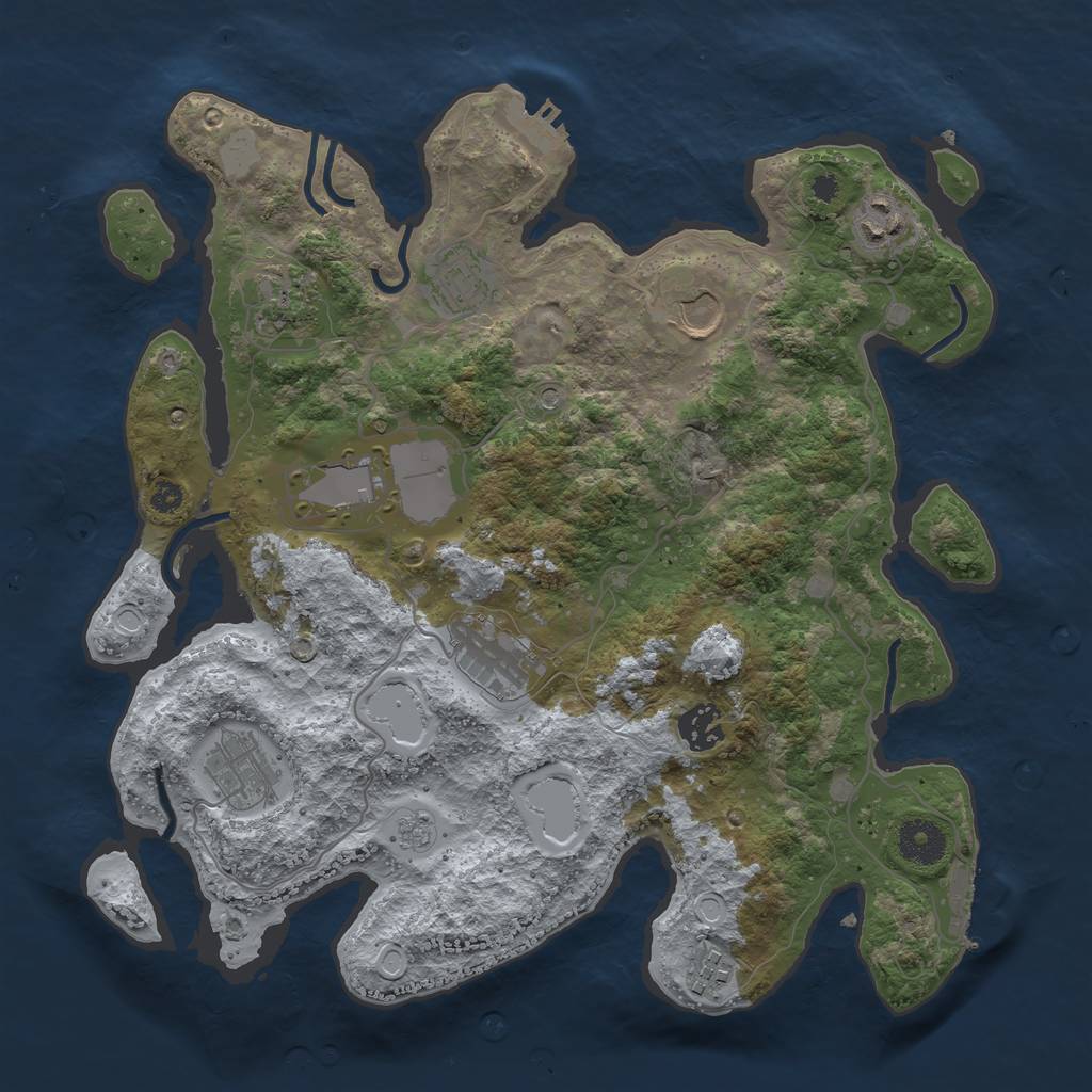 Rust Map: Procedural Map, Size: 3500, Seed: 60834789, 18 Monuments
