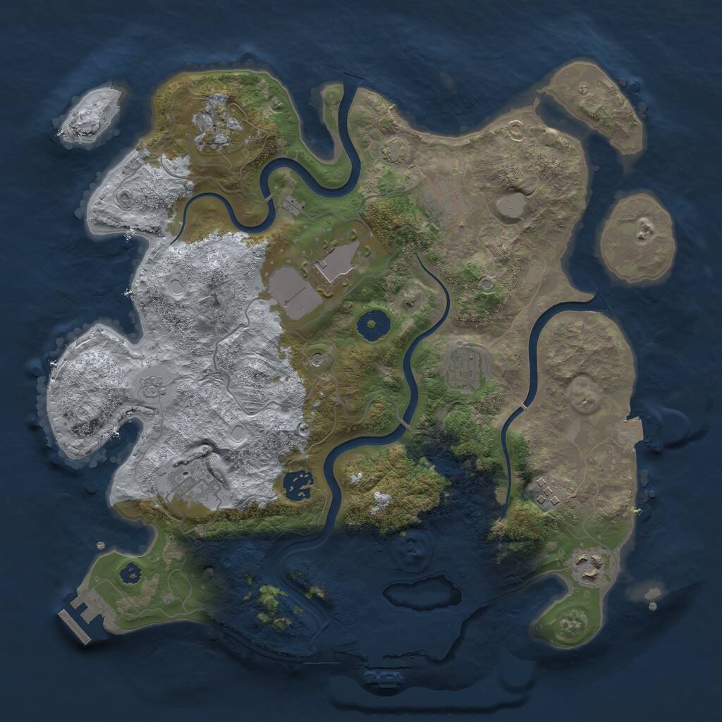Rust Map: Procedural Map, Size: 3500, Seed: 85680122, 14 Monuments