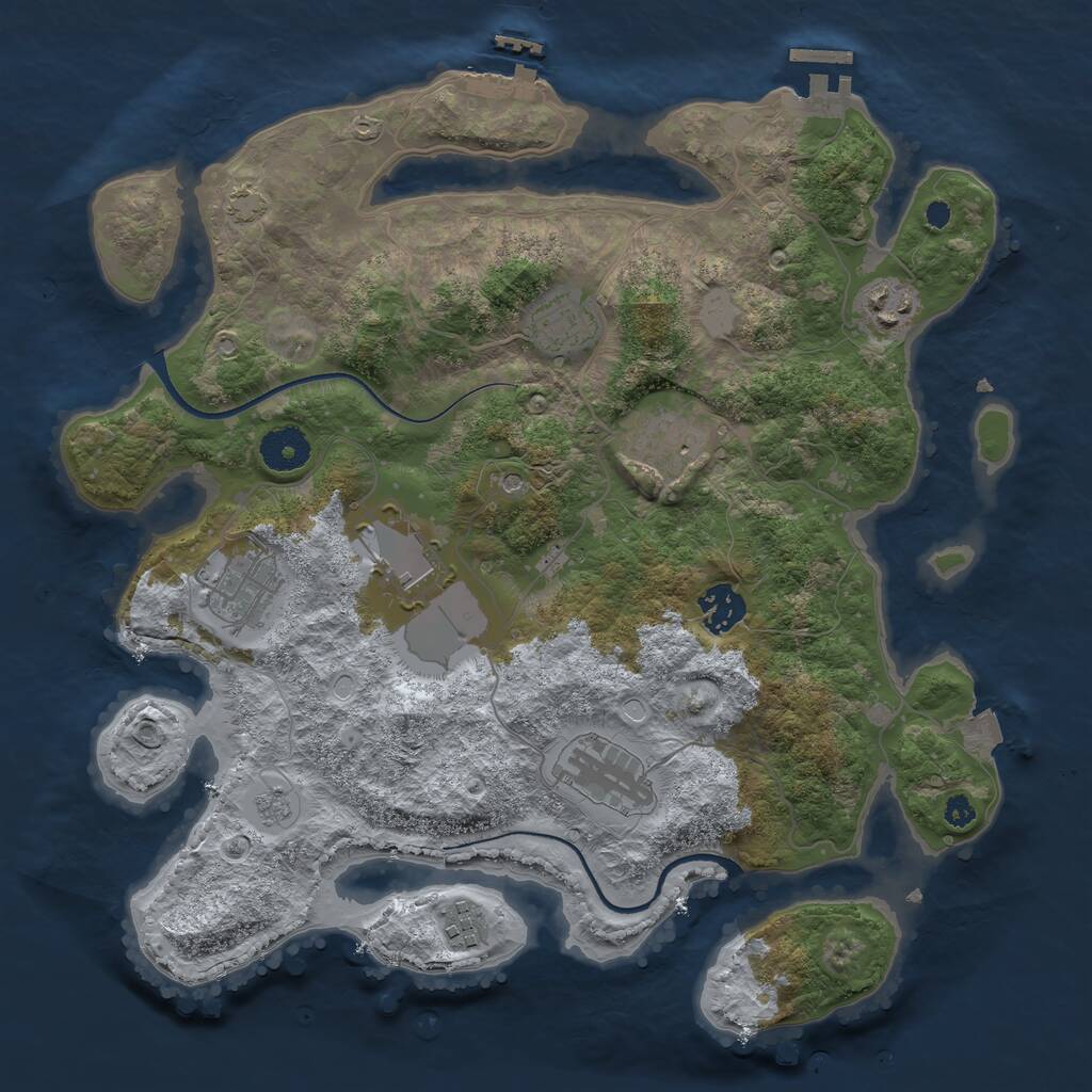 Rust Map: Procedural Map, Size: 3500, Seed: 58333868, 14 Monuments