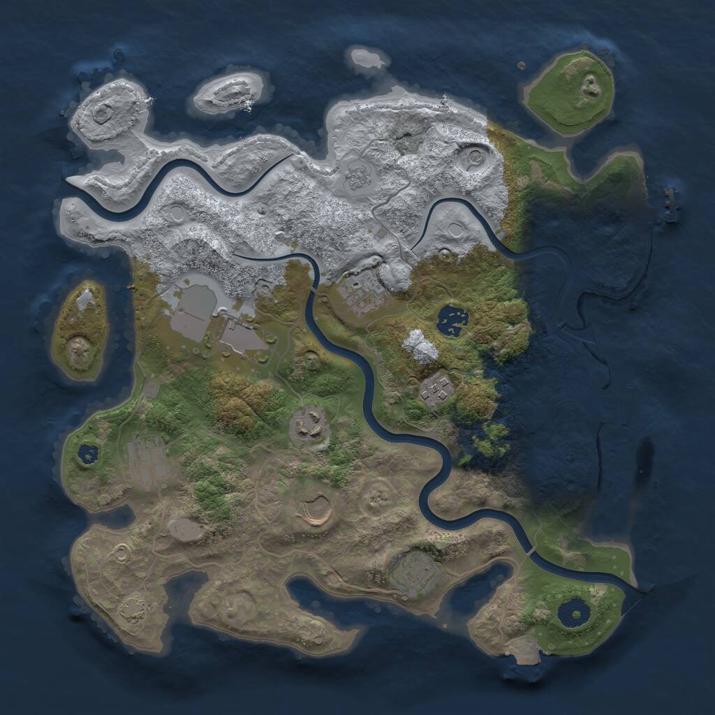 Rust Map: Procedural Map, Size: 3500, Seed: 96354615, 14 Monuments