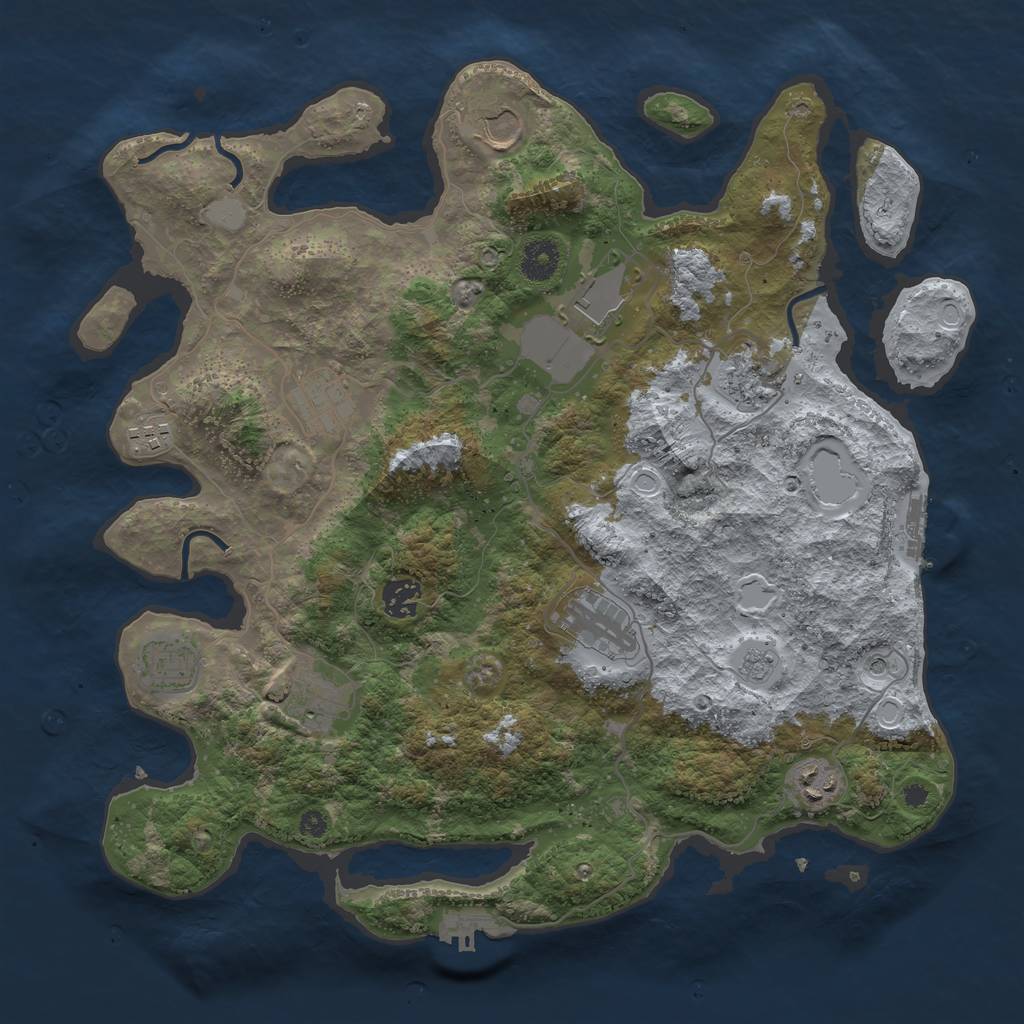 Rust Map: Procedural Map, Size: 3800, Seed: 9876513, 19 Monuments