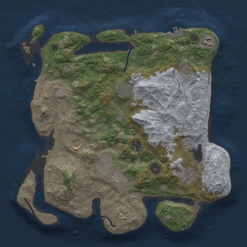 Rust Map: Procedural Map, Size: 3500, Seed: 6349617, 18 Monuments