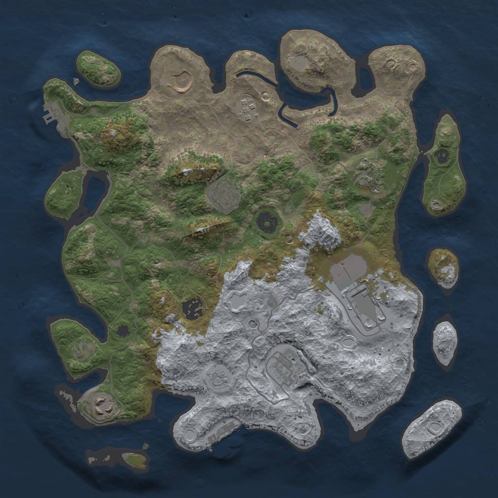 Rust Map: Procedural Map, Size: 3500, Seed: 43927980, 17 Monuments