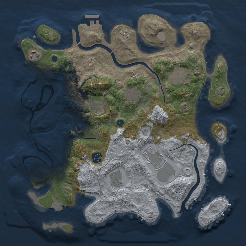 Rust Map: Procedural Map, Size: 3500, Seed: 43927980, 13 Monuments