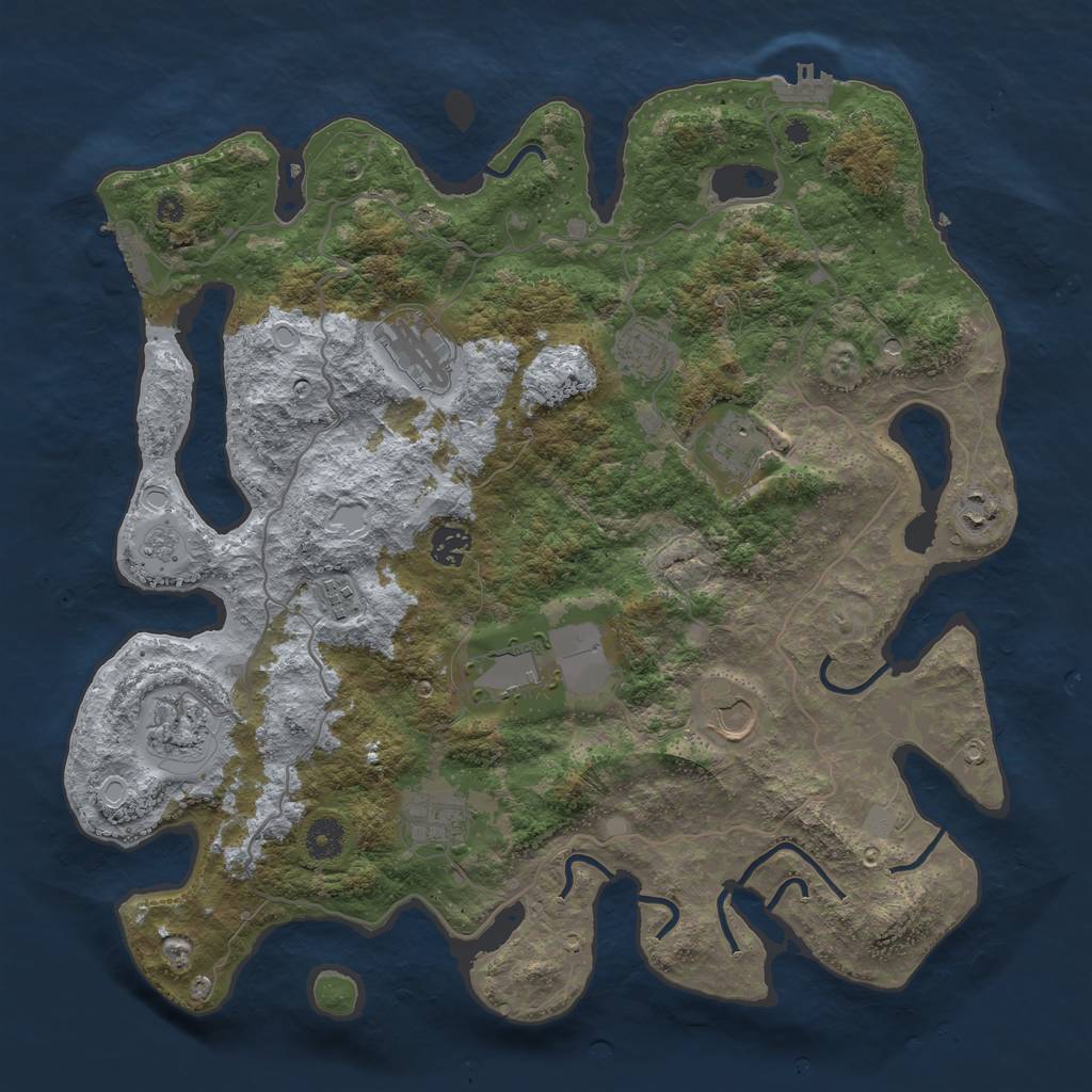 Rust Map: Procedural Map, Size: 4000, Seed: 31942300, 19 Monuments