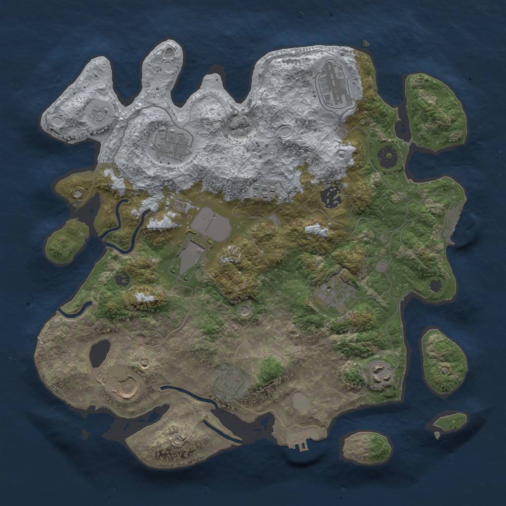 Rust Map: Procedural Map, Size: 3500, Seed: 90995017, 18 Monuments