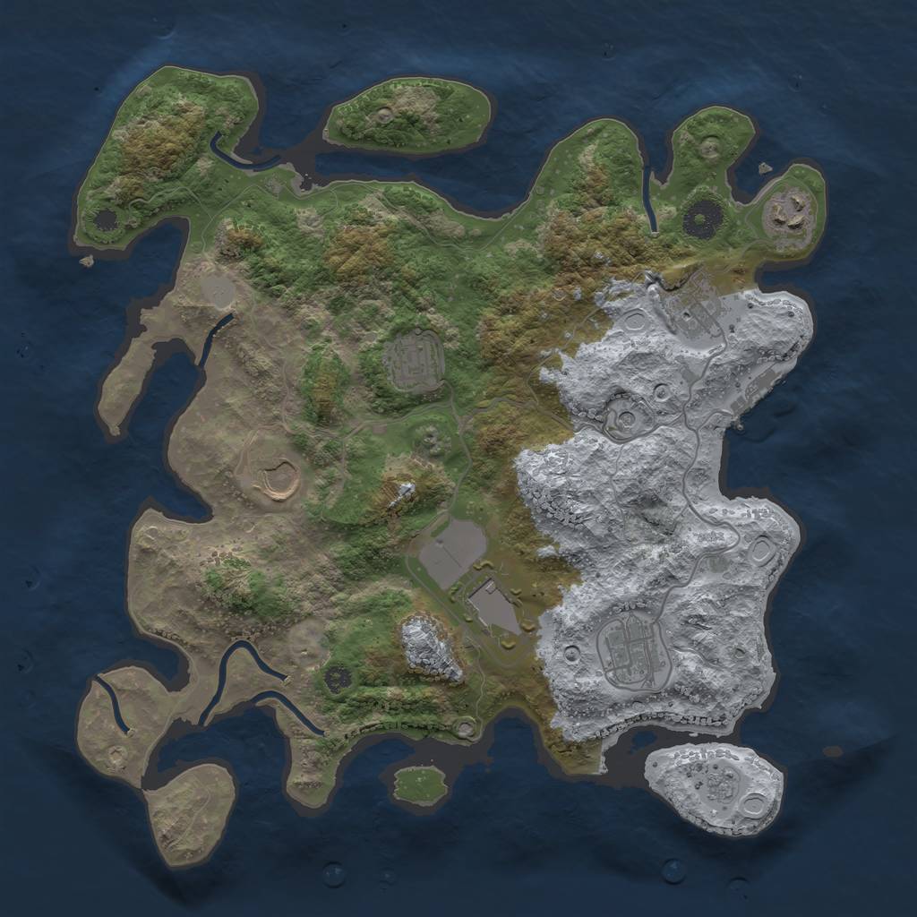 Rust Map: Procedural Map, Size: 3500, Seed: 66114207, 12 Monuments