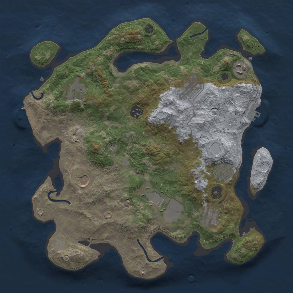 Rust Map: Procedural Map, Size: 3500, Seed: 11892535, 17 Monuments