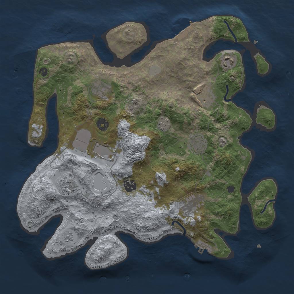 Rust Map: Procedural Map, Size: 3500, Seed: 9132345, 17 Monuments