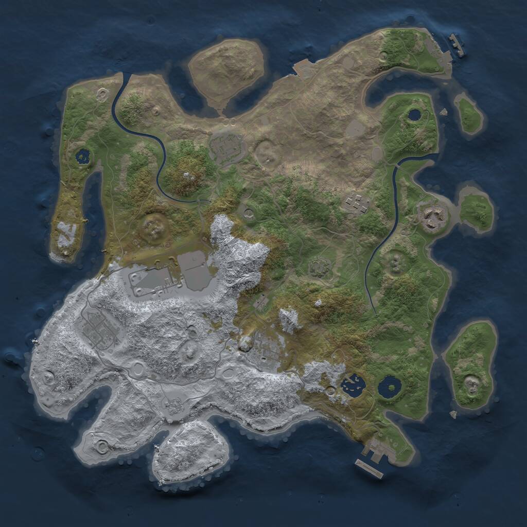 Rust Map: Procedural Map, Size: 3500, Seed: 9132345, 13 Monuments