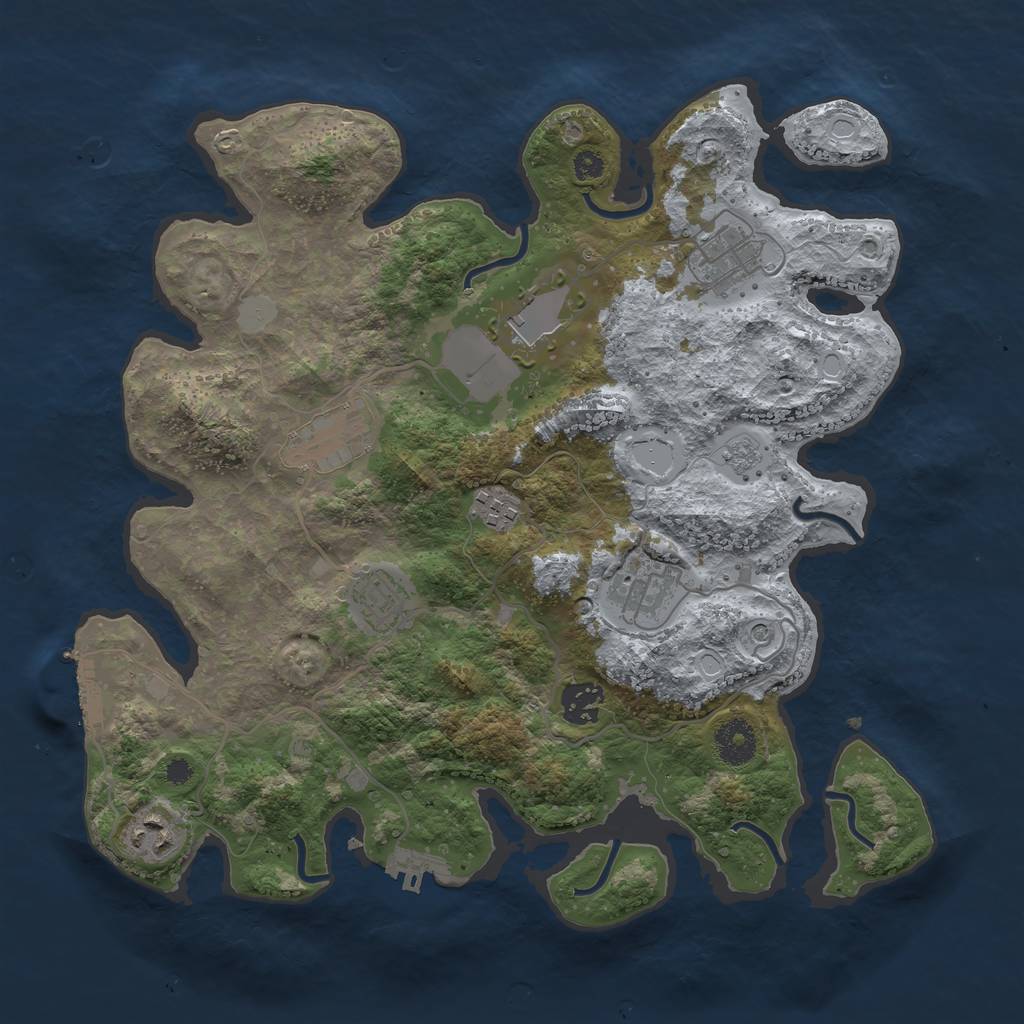 Rust Map: Procedural Map, Size: 3500, Seed: 91138138, 15 Monuments