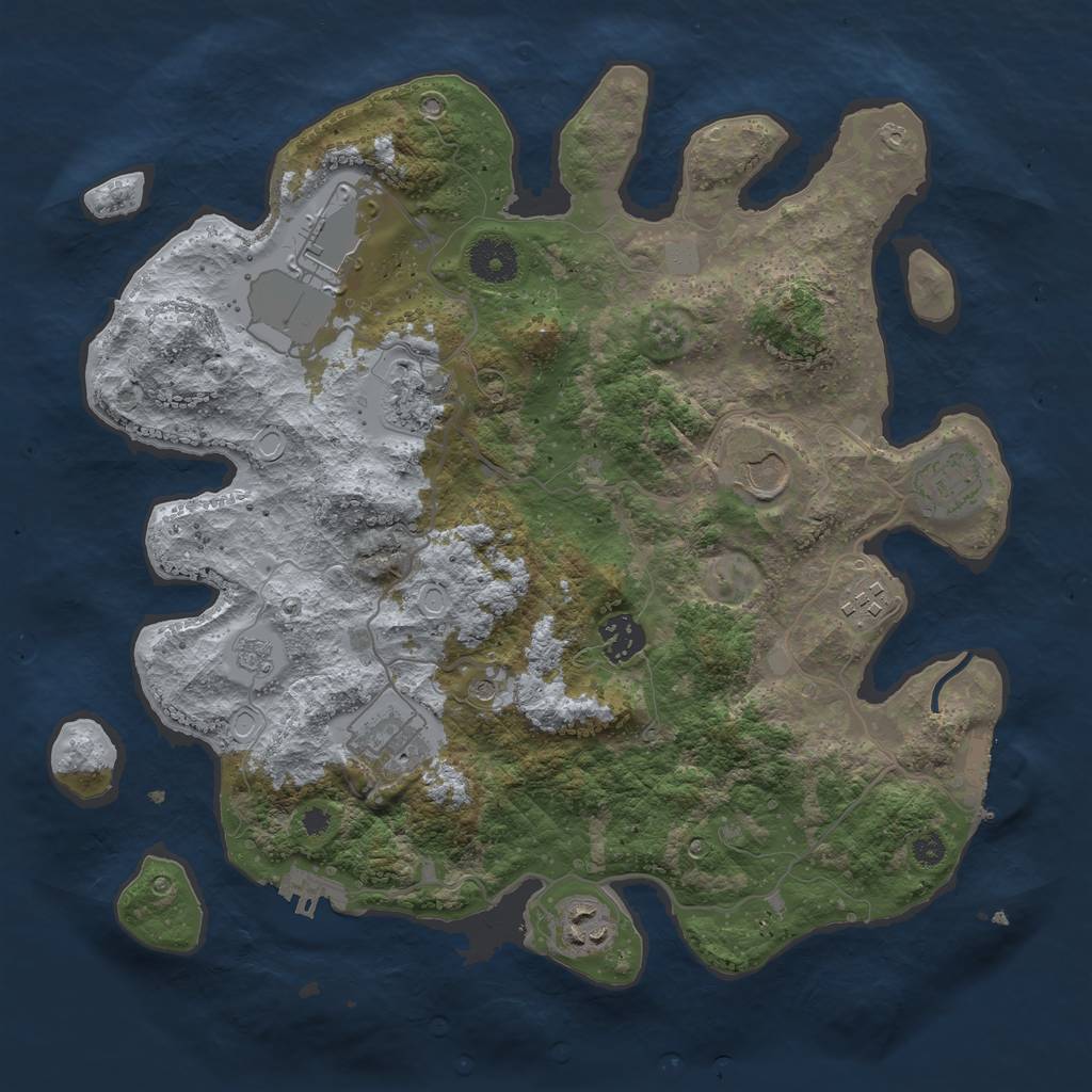 Rust Map: Procedural Map, Size: 3500, Seed: 34515681, 17 Monuments