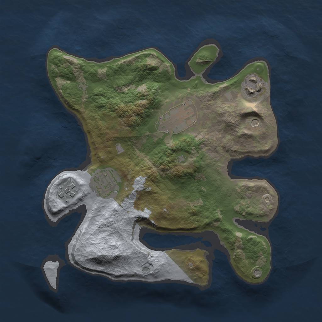 Rust Map: Barren, Size: 2500, Seed: 34858812, 7 Monuments