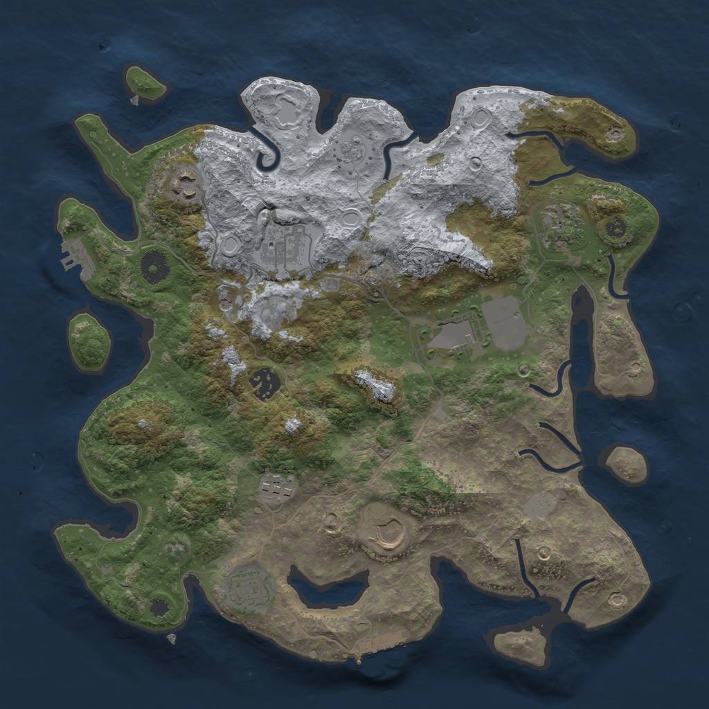 Rust Map: Procedural Map, Size: 3500, Seed: 1977332458, 17 Monuments