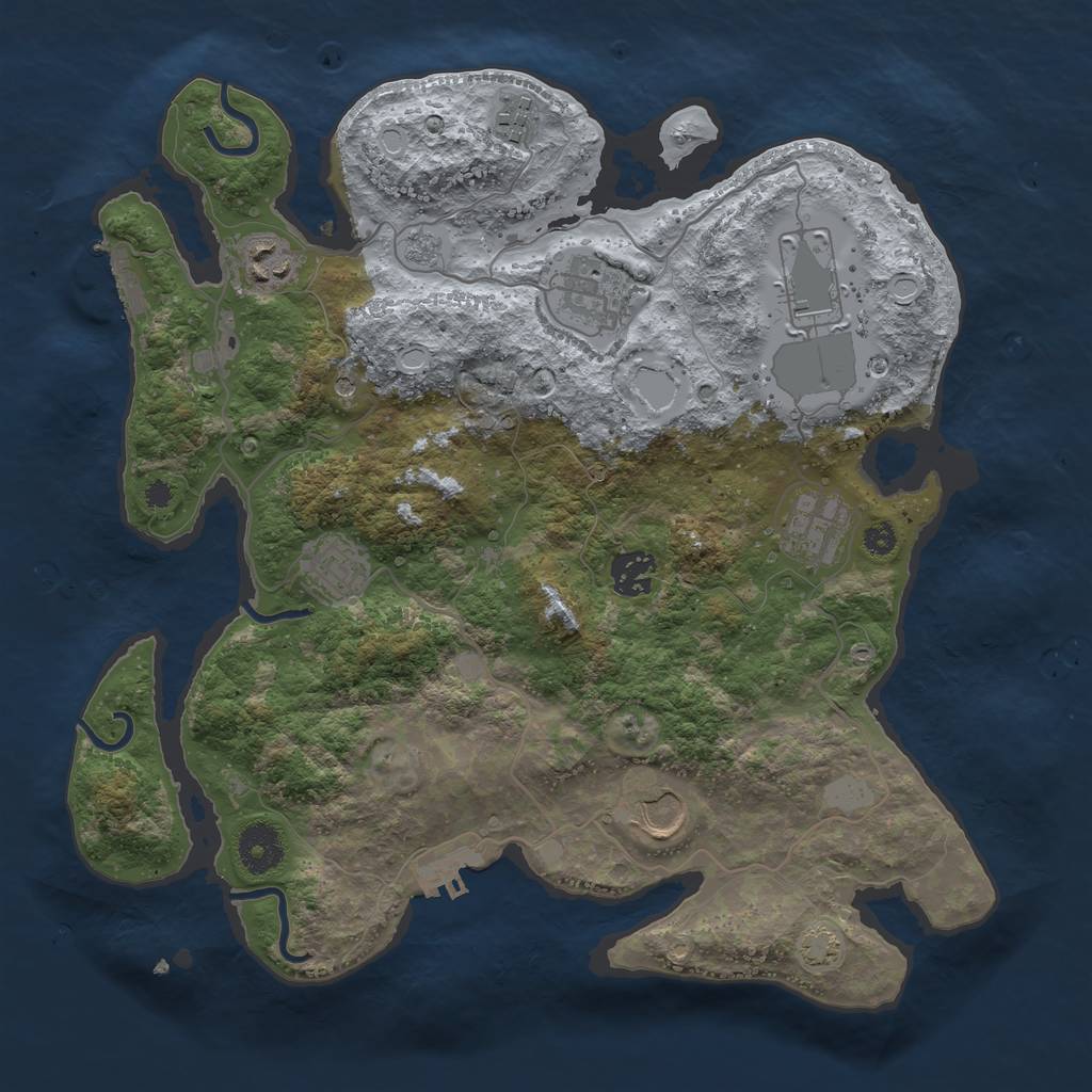 Rust Map: Procedural Map, Size: 3500, Seed: 89279099, 16 Monuments